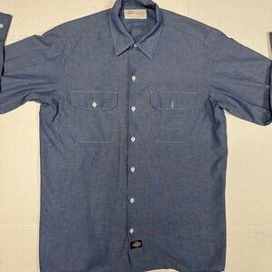 Dickies Men's Casual Blue Button Down Shirt Size 16-16 1/2 or Lg